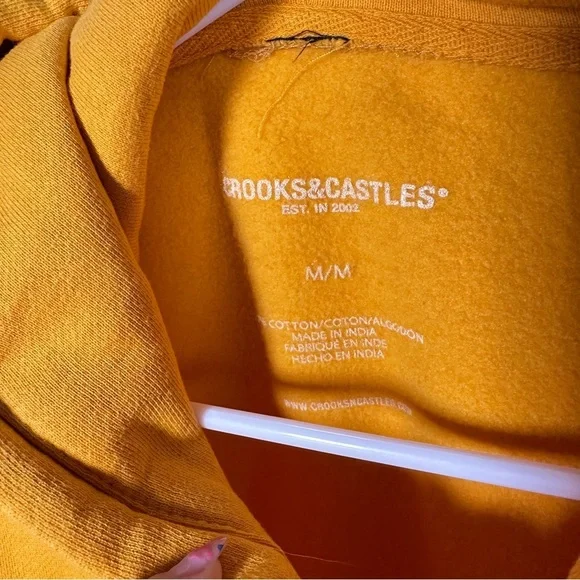 Crooks & Castles Script Logo Hoodie (M) Mustard/Gold Streetwear Skate Y2K - Picture 12 of 14